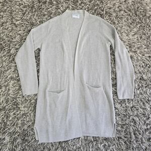 Old Navy Cardigan Sweater Womens Medium Gray Open Front Pockets Knit Longline